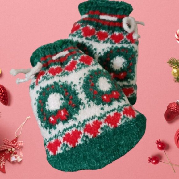 Festive Knitted Drawstring Christmas Stocking Bags  - Set of 2   NWOT - Picture 6 of 6